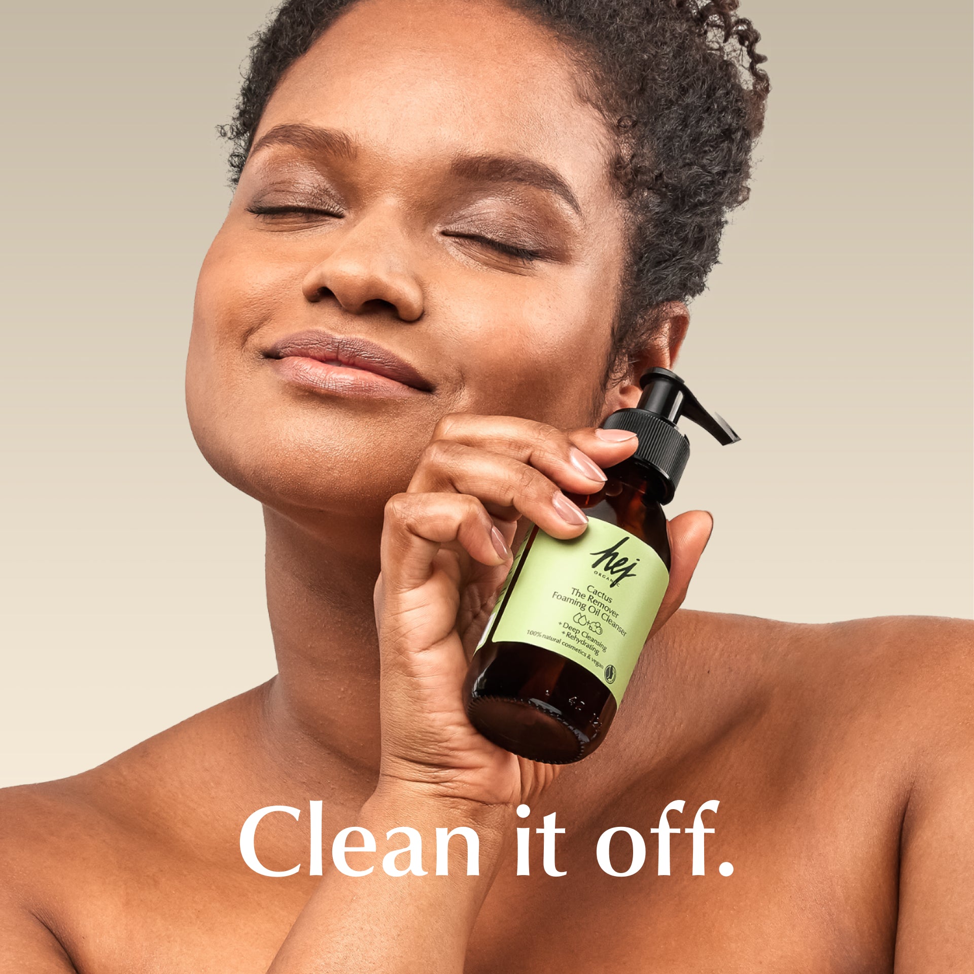 oil cleanser, Produktbanner mit Model, HEJ ORGANIC