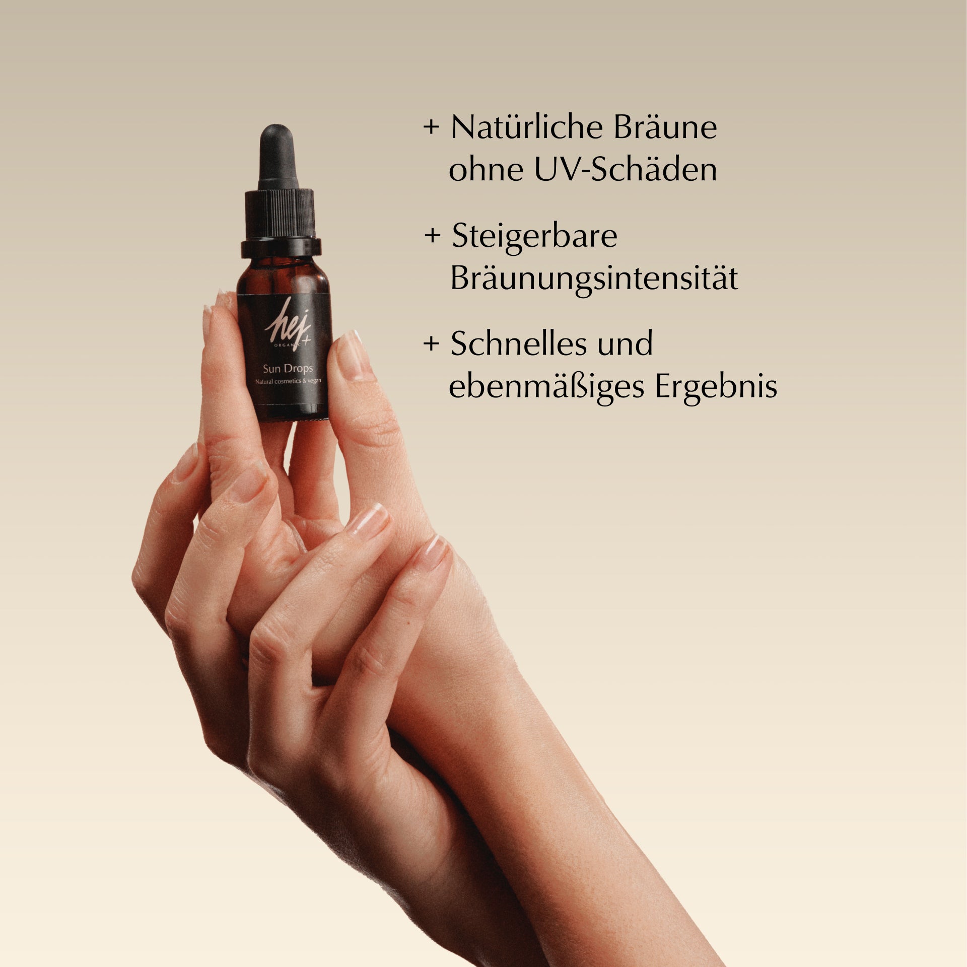 self tan drops, Produkt in Hand, HEJ ORGANIC