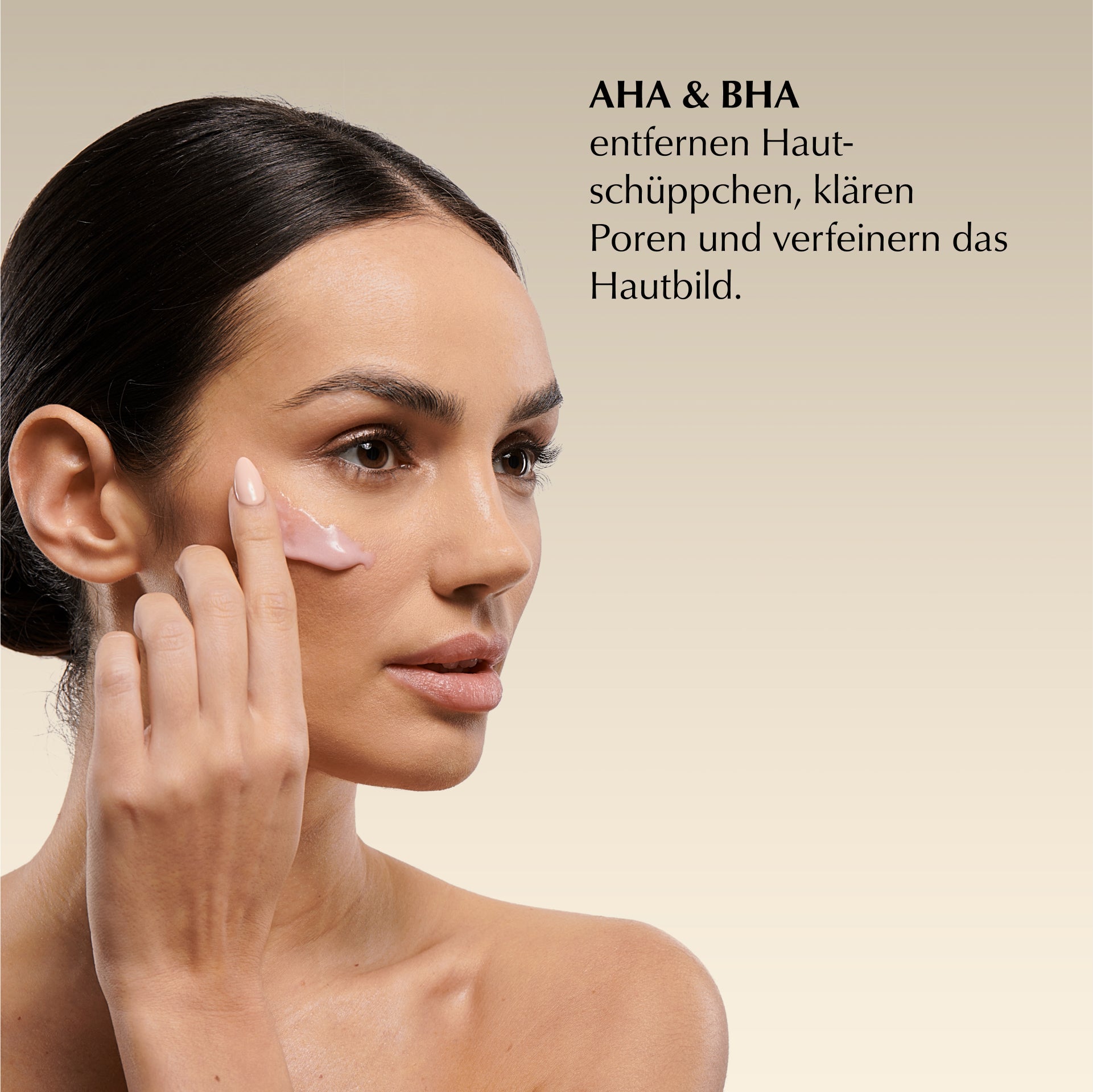 aha bha peeling, Model mit Produkt, HEJ ORGANIC