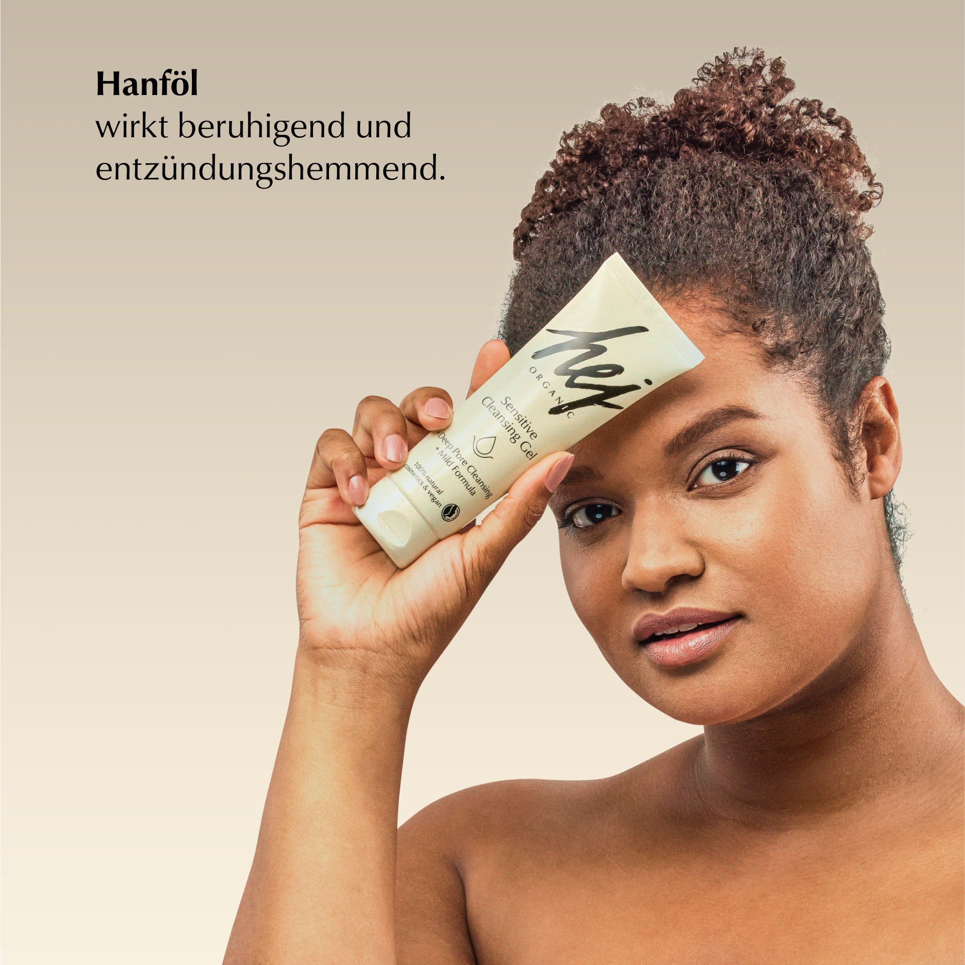 sensitive waschgel, Model mit Produkt, HEJ ORGANIC