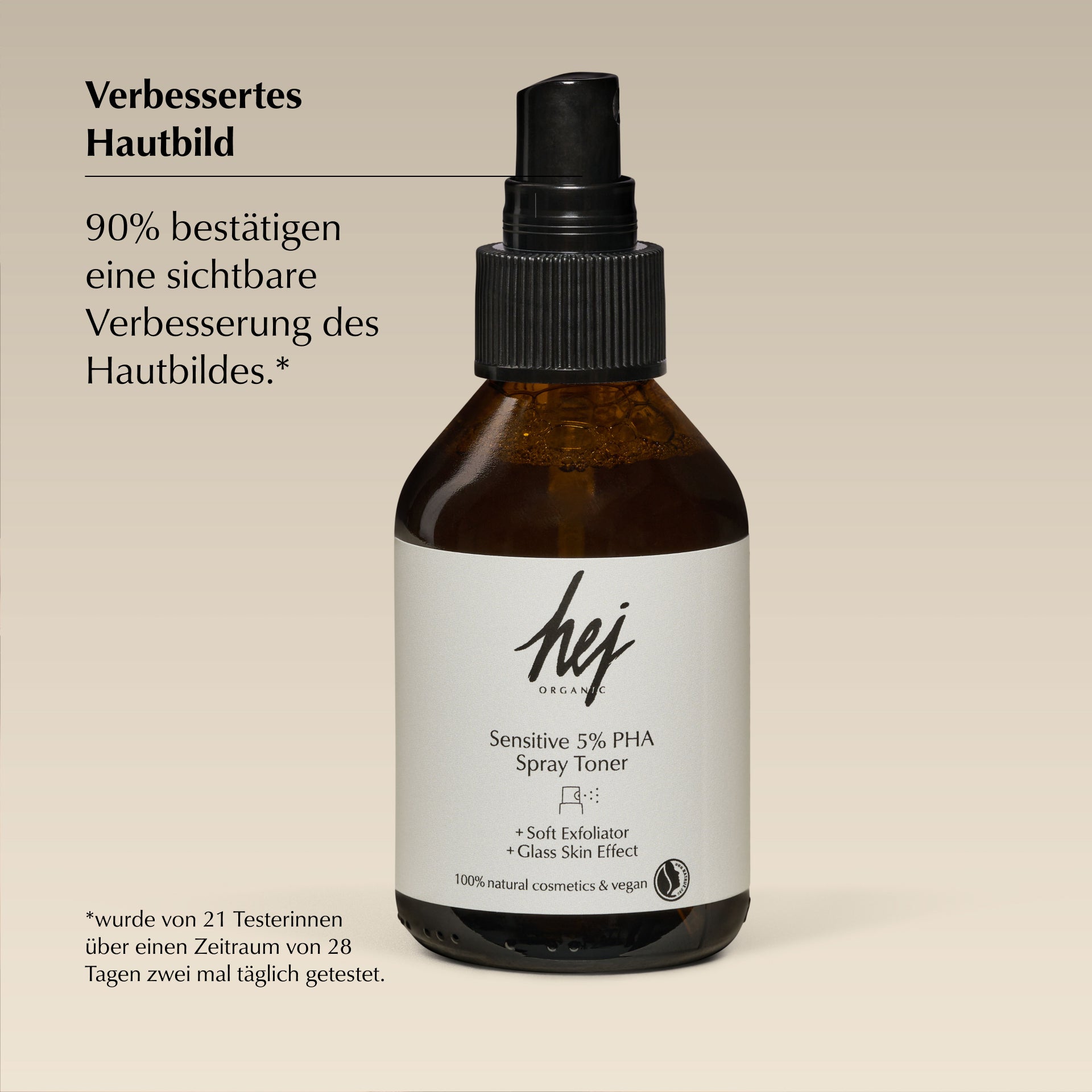 pha toner, Produkttestergebnis 90% Verbessertes Hautbild, HEJ ORGANIC